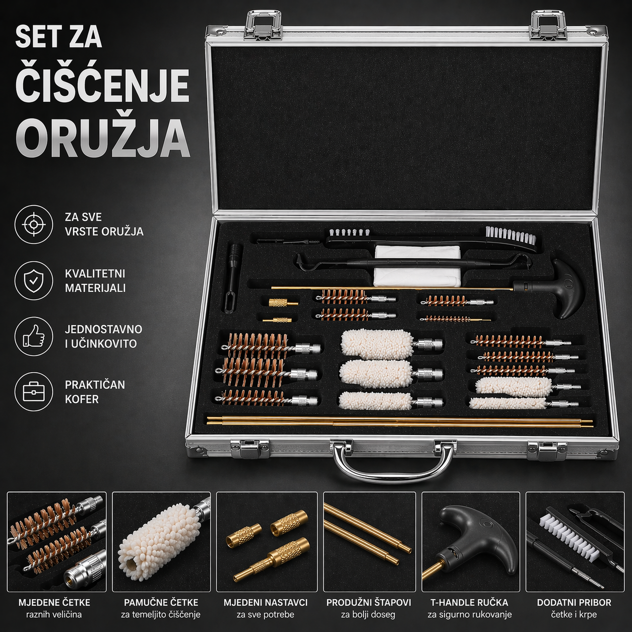 SET ZA ČIŠĆENJE  ORUŽJA U KOFERU