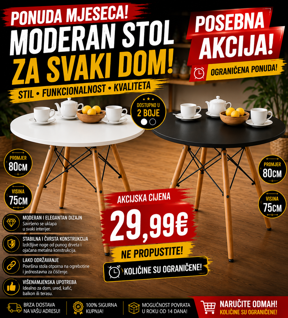 BLAGAVAONSKI STOL 80 CM-ROTONDO