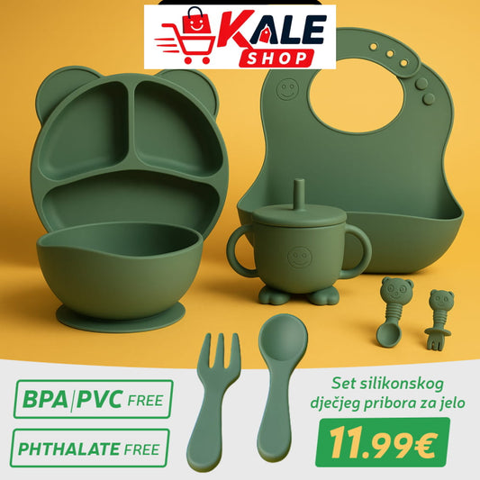 DJEČJI SILIKONSKI SET PRIBORA ZA JELO
