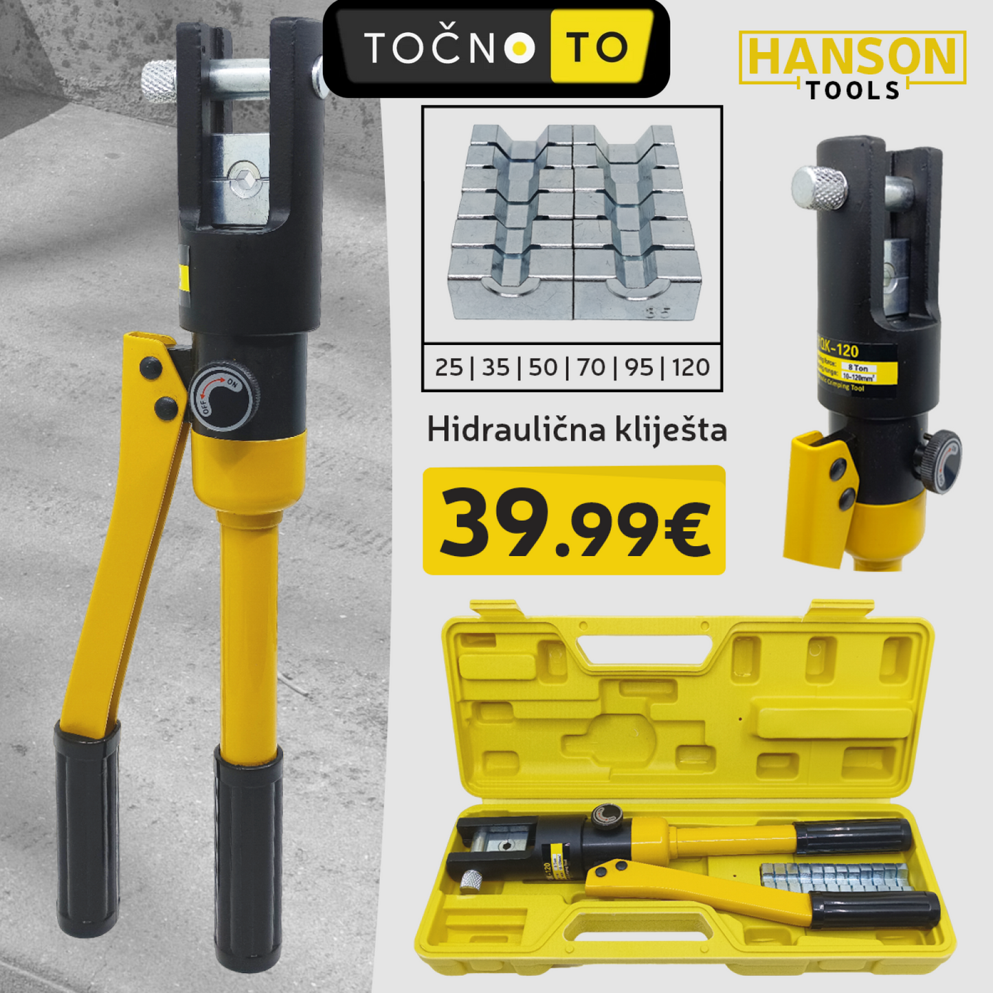 Hanson Hidraulična Kliješta 10-120Mm2 8T