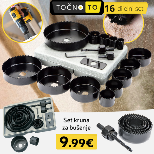 16 - Dijelni Set Kruna Za Bušenje Drveta I Plastike