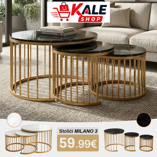 STOLIĆI ZA KAVU IMITACIJA MRAMORA ’MILANO’- 3 KOMADA